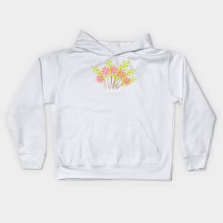 A bunch of pink flowers with green leaves. Kids Hoodie